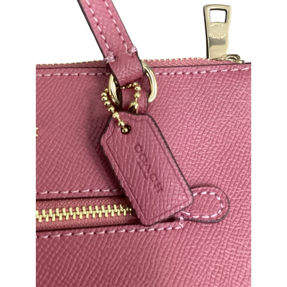 NWT Coach Mini Gallery Tote/ Crossbody Leather Zipper Closure Logo Bag Tag Pink - Picture 11 of 13